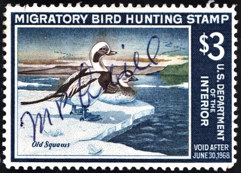 RW34 $3.00 Old Squaw Ducks Stamp (1967) Signed