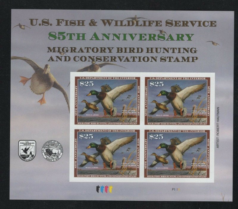 RW85ss Federal Duck Stamp. Souvenir Sheet Of 4. MNH. OG  #02 RW85ss4