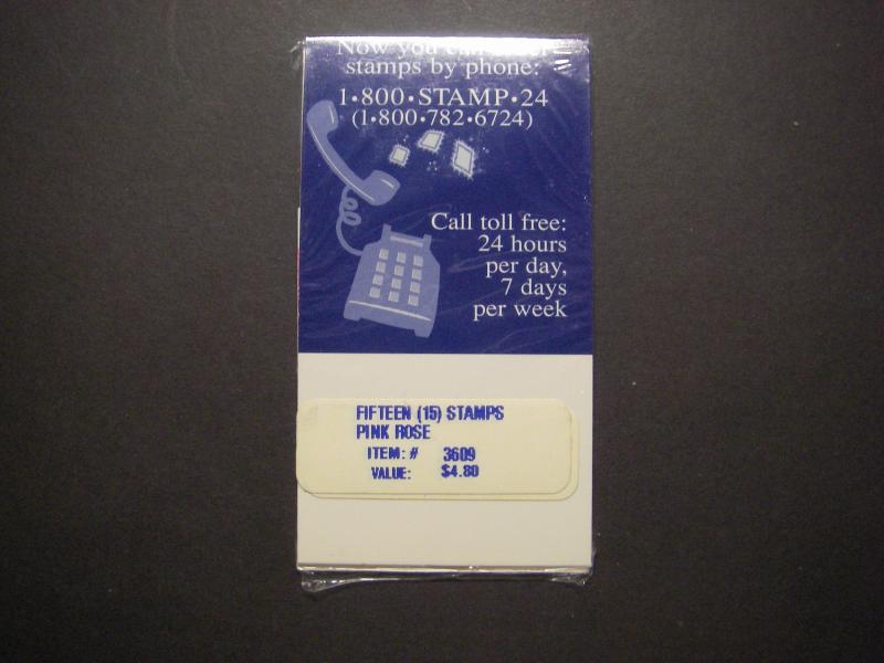 BK178A, Scott 2492b, 32c Pink Rose, Makeshift MDI booklet, Pos 11, cellophane
