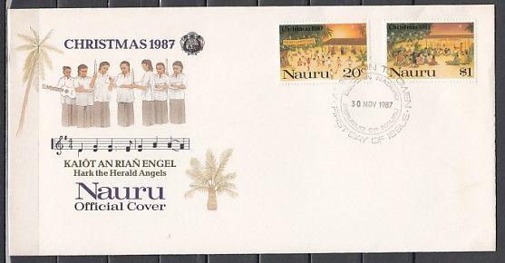 Nauru, Scott cat. 341-342. Christmas issue on a First day cover.  