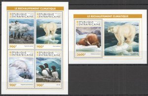 HM0980 2018 CENTRAL AFRICA BEARS PENGUINS GLOBAL WARMING #8364-8BL1877 MNH