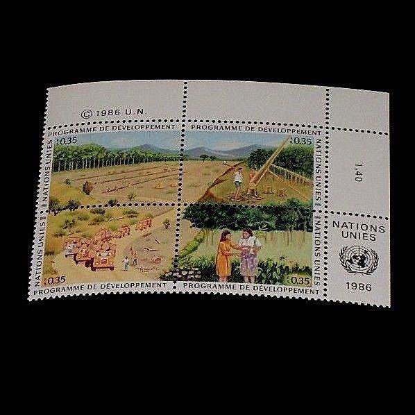 U.N. GENEVA #144a, 1986, DEVELOPMENT PROGRAM ISSUE, INSC. BLK/4, NICE!! LQQK!!