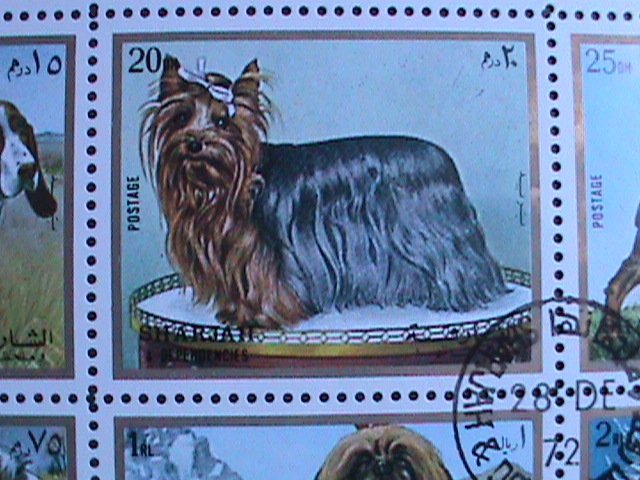 SHARJAH-1972-WORLD FAMOUS LOVELY DOGS CTO FANCY CANCEL SHEET-VERY FINE