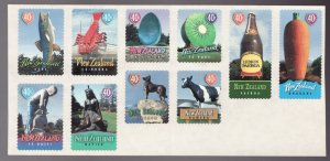 1998 New Zealand Sc# 1556a (decal type set) Famous Town Icons MNH Cv$11.50