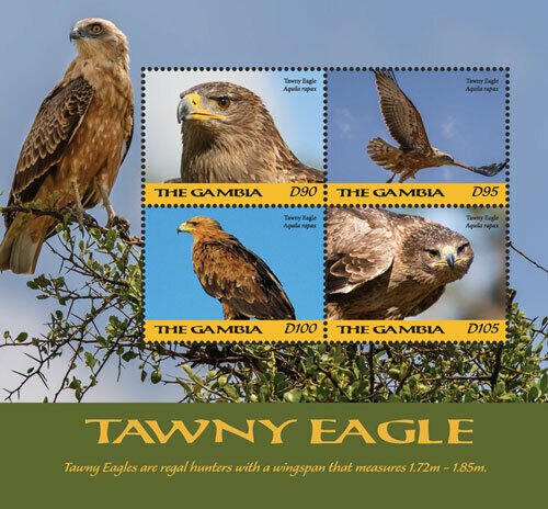 Gambia 2018 - Tawny Eagle, African Birds - Sheet of 4v - MNH