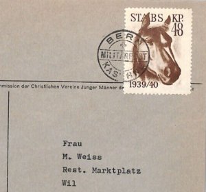 SWITZERLAND SOLDIER STAMP Military WW2 Cover Feldpost HORSES Wil 1939/40 ZT119