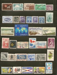 Canada Collection of 33 Different Old Used Off Paper Stamps