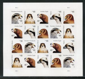 UNITED STATES SCOTT #4608/12 85c BIRDS OF PREY SHEET  MINT NH