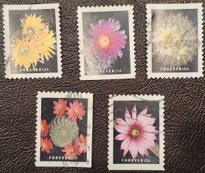 US Scott # 5350-5359; ten used Cactus Flowers from 2019; VF/XF; off paper
