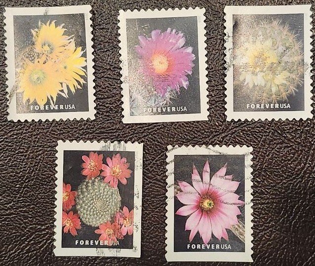 US Scott # 5350-5359; ten used Cactus Flowers from 2019; VF/XF; off paper