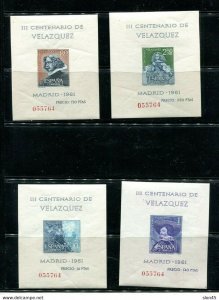 Spain 1961 4 Imperf Sheets Mi Block 15-18 MNH Art Diego Velazquez 12041