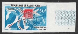 BURKINA FASO / UPPER VOLTA 1966 50fr UNESCO Imperforate Issue Sc 173var MNH