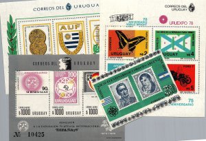 uruguay 4 s/s topics car butterfly soccer upu catalogue value $94 MNH