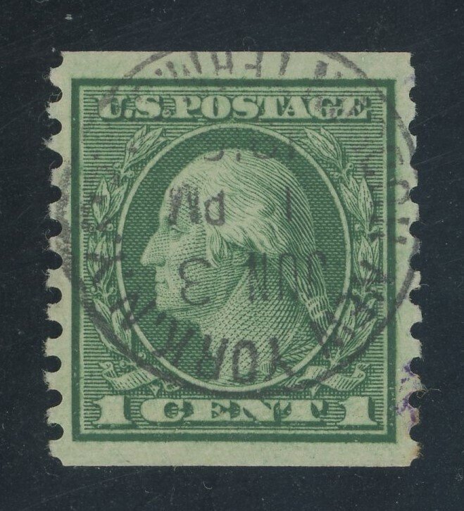 USA 452 - 1 cent Rotary Press coil - XF Appearing (crease)  sock on the nose cds