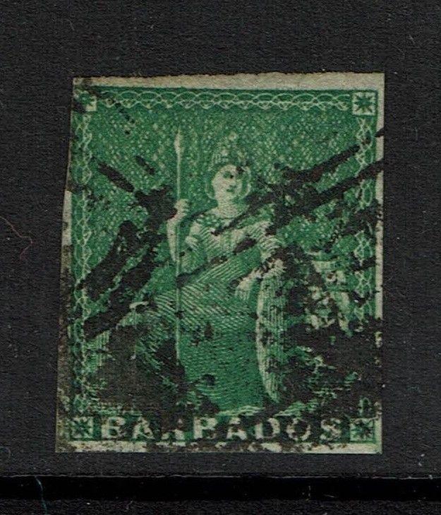 Barbados SG# 2 or 8 - Used / Appears Dark Green - Lot 090317