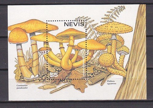 Nevis, Scott cat. 1029 only. Mushrooms s/sheet.