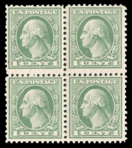 United States, 1910-30 #525 Cat$24, 1918 1c gray green, block of four, never ...