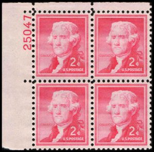 US #1033 JEFFERSON MNH UL PLATE BLOCK #25047