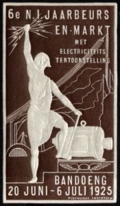 1925 Indonesia Poster Stamp 6th N. I. Annual Fair Market Electricity Exhibition