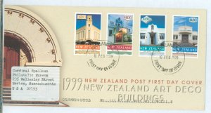 New Zealand 1569-72 1999 Art Deco building set of 4 on an addressed cacheted FDC