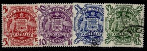 AUSTRALIA GVI SG224a-224d, 1949-51 SHORT set, FINE USED. Cat £21.