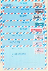 France  1985-1994 Aerogrammes-Concorde.ATR72.Dolphin.Airbus.St Exupery