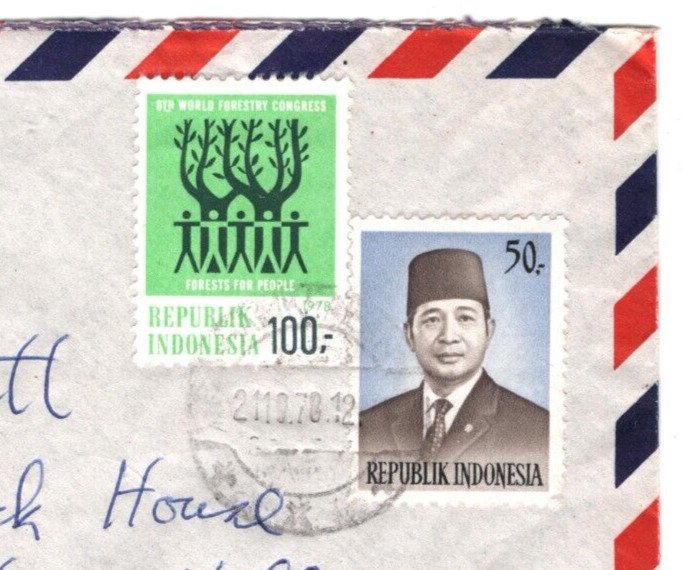 INDONESIA Air Mail Cover *Balikpapan* 1978 Devon Bideford {samwells}MA1099