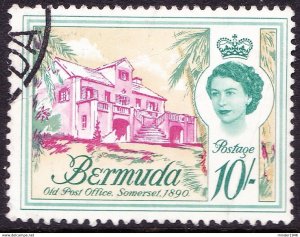 BERMUDA 1962 QEII 10/- Magenta Deep Bluish Green SG150 Fine Used