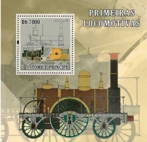 SAO TOME - 2007 - Vintage Steam Trains #1 - Perf Souv Sheet - Mint Never Hinged