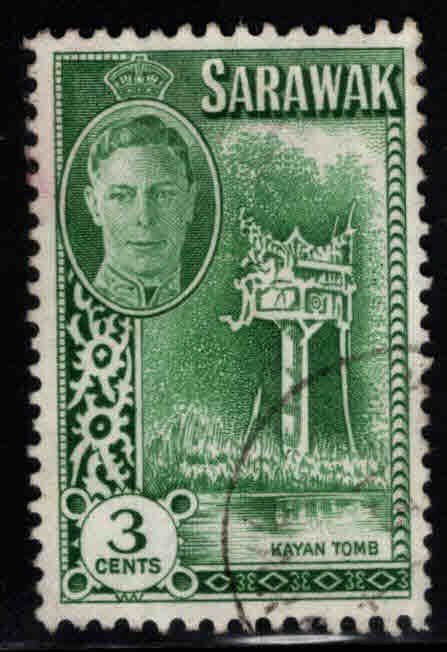 SARAWAK Scott 182 Used 1950 Kayan Tomb stamp