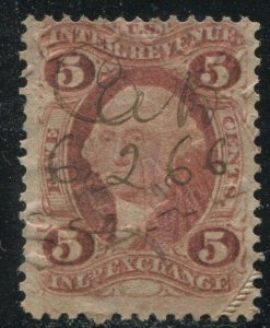 R27c  5c  Inland Exchange Red, Revenue Used