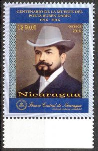 Nicaragua 2015 Famous People Ruben Dario Writer Poet MNH