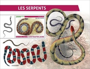 Central Africa - 2023 Rainbow Boa Snake - Stamp Souvenir Sheet - CA230308b