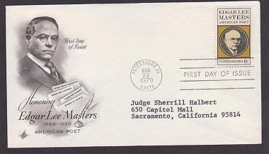 1405 Edgar Lee Masters ArtCraft FDC with neatly typewritten address