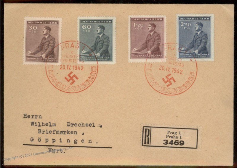 Germany 1942 Hitler Set Boehmen Maehren BuM Bohemia Moravia Cover 98626