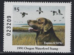 1991 Oregon Water Fowl Stamp  Lot E229  Mint NG