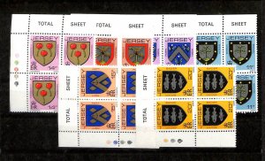 Jersey, Postage Stamp, #257-262 Blocks Mint NH,  1981 Coat Arms