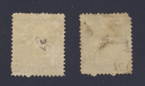 2x Canada Large Queen Used Stamps #27-6c VG/F & #27a-2c VF Guide Value = $205.00