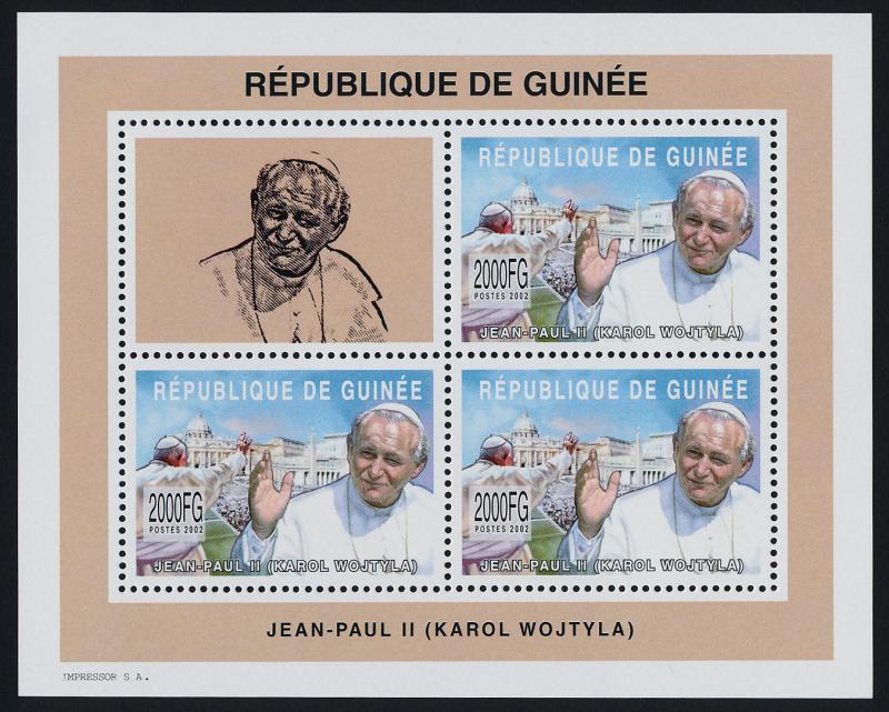 Guinea MI 4004A sheet MNH Pope John Paul II, Architecture