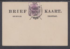 Orange Free State H&G 10 mint 1893 1½p surcharge on 2p violet Formula Card