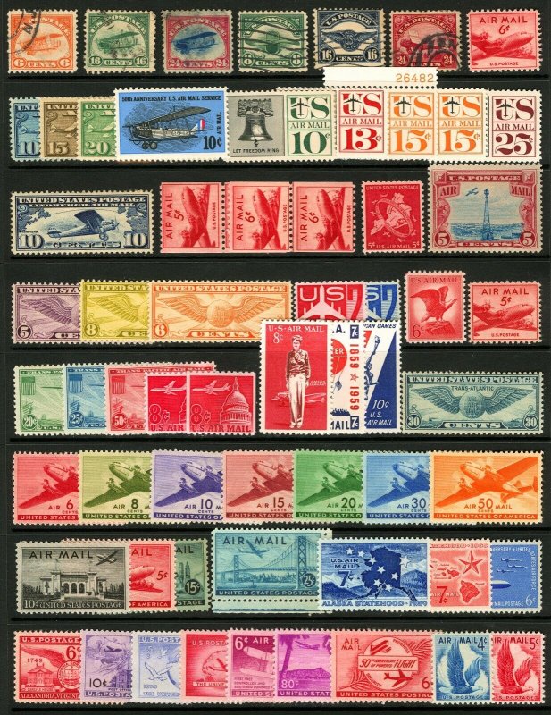 #C1-#C74 Air Post 1918-1968 Nice Mostly Mint Air Mail Lot Many Mint Never Hinged