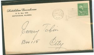 US 804 1945 1c Washington (presidential/prexy series) paid the 1c non carrier rate on this August 1945 cover delivered between P