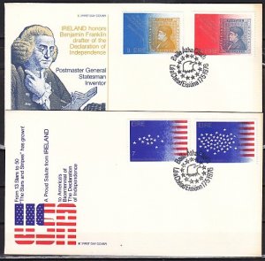 Ireland, Scott cat. 389-392. American Bicentennial issue. 2 First day covers. ^