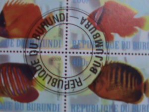 BURUNDI-2009- COLORFUL LOVELY BEAUTIFUL TROPICAL FISHES CTO SHEET VF-NO3