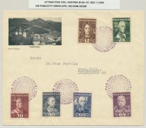 AUSTRIA 1935 MILITARY LEADERS SET ON FIRST DAY COVER, PUBLICITY ENV. (SEE BELOW)