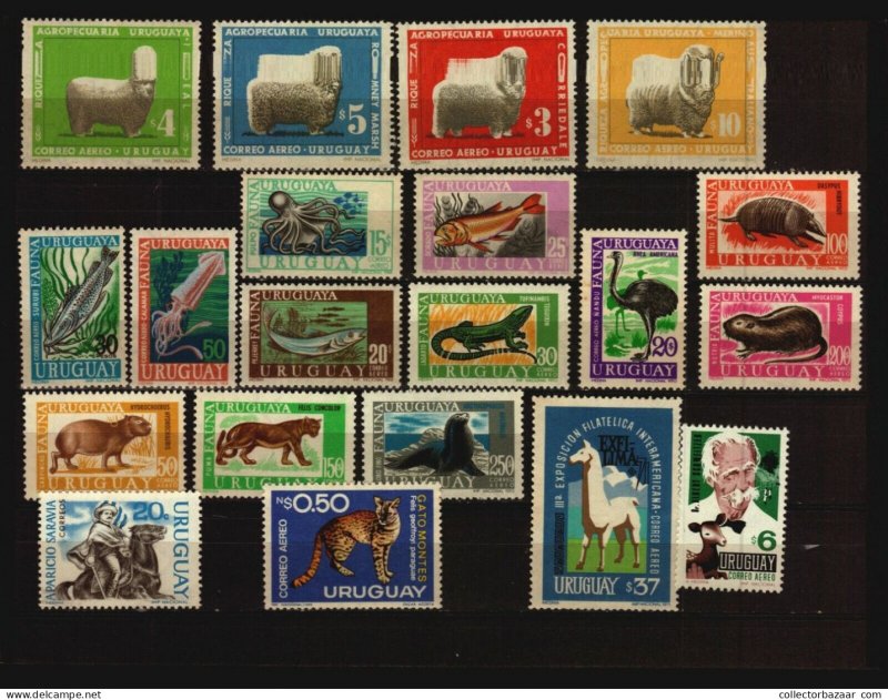 Uruguay Fauna stamp collection lot bird wild cattle horse1890/1990 MNH cv +$100