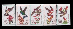 US 2642-2646, MNH Booklet Pane of 5 - Hummingbirds