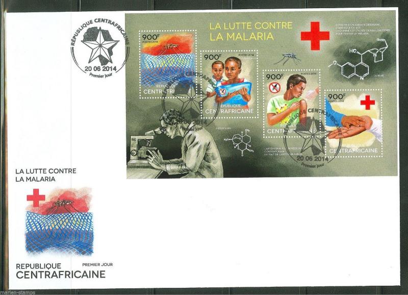 CENTRAL AFRICA 2014 BATTLE AGAINST MALARIA  SHEET  FIRST DAY COVER