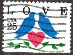 United States 2441 - Used - 25c Love / Birds (1990)