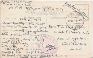 United States A.E.F. World War I Soldier's Free Mail 1919 Third Army, A.P.O. ...